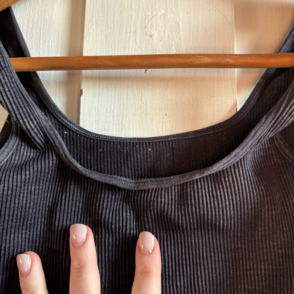 Free People Ribbed Gray Cropped Top Size XS - Picture 4 of 5